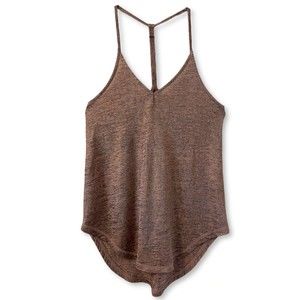 PHILOSOPHY Rose Gold Metallic Shimmer Knit Racerback Swing Tank Top Size XS
